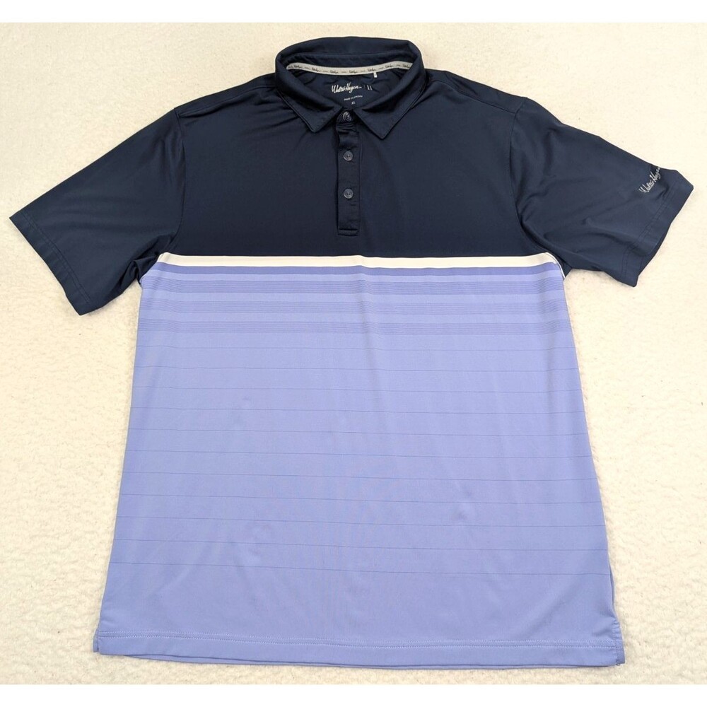 Walter Hagen 11 Golf Polo Shirt Men's XL Blue Colorblock Performance Stretch